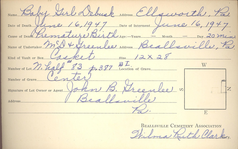 burial card